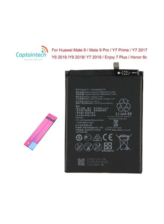 JAJEEK High-Capacity 4000mAh Replacement Battery for Huawei Y7 Prime TRT-L53, TRT-L21A, Y7 2017, Y9 2019, Mate 9 LX1, LX2, L23 – Black – Reliable Lithium-Ion Battery With Overcharge Protection, Long Cycle Life, OEM-Compatible Fit, Stable Output, and Easy Installation - Image 2