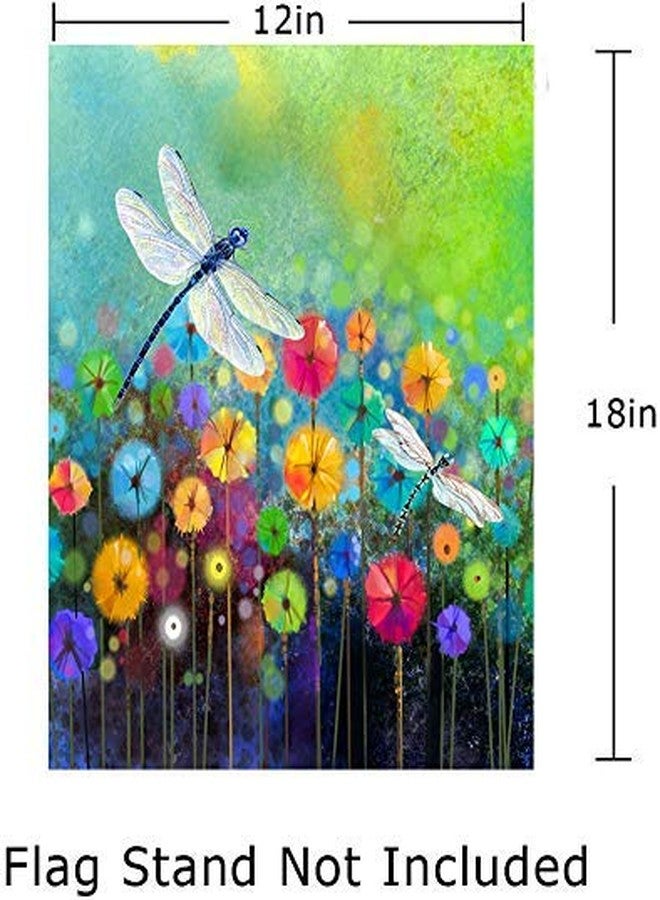 DZGlobal Flowers Garden Flag Dragonfly House Flag Spring Welcome Garden Flags 12 x 18 Double Sided Floral Flags for Patio Lawn Home Outdoor Decor - Image 2