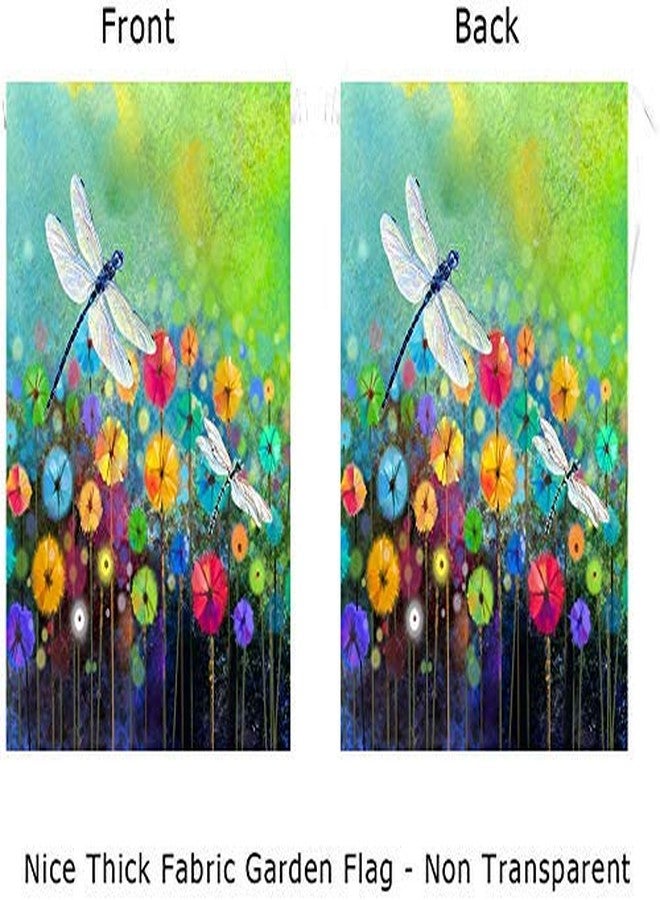 DZGlobal Flowers Garden Flag Dragonfly House Flag Spring Welcome Garden Flags 12 x 18 Double Sided Floral Flags for Patio Lawn Home Outdoor Decor - Image 4