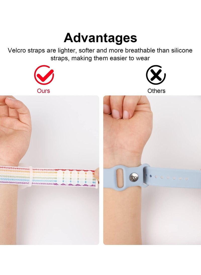NIBEMINENT - Kids Wrist Strap for Apple AirTag Adjustable Nylon Holder Protector Breathable Anti-Loss Bracelet Toddler Child Elderly (Rainbow Color) - Image 1