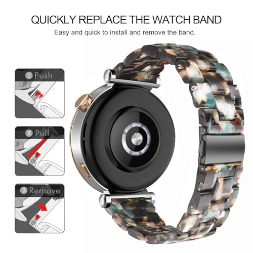 DEALELE Bands Compatible with Huawei Watch GT5 Pro 42mm / GT5 41mm / GT4 41mm / Garmin Venu 3S / Forerunner 265S / Fossil Women's Gen 6, 18mm Colorful Resin Replacement Strap for Women, Black green - Image 2
