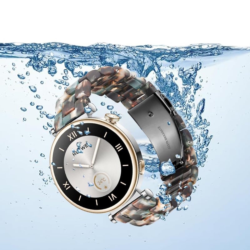 DEALELE Bands Compatible with Huawei Watch GT5 Pro 42mm / GT5 41mm / GT4 41mm / Garmin Venu 3S / Forerunner 265S / Fossil Women's Gen 6, 18mm Colorful Resin Replacement Strap for Women, Black green - Image 5