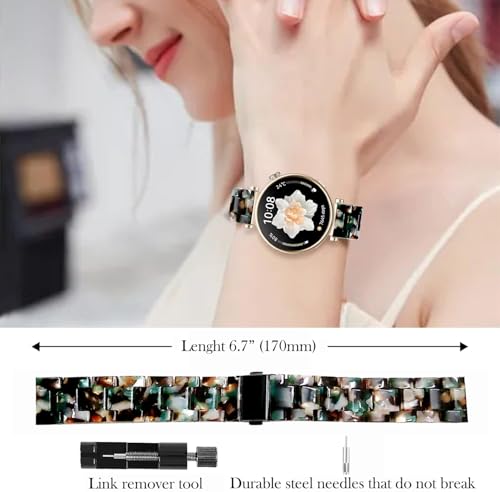 DEALELE Bands Compatible with Huawei Watch GT5 Pro 42mm / GT5 41mm / GT4 41mm / Garmin Venu 3S / Forerunner 265S / Fossil Women's Gen 6, 18mm Colorful Resin Replacement Strap for Women, Black green - Image 4