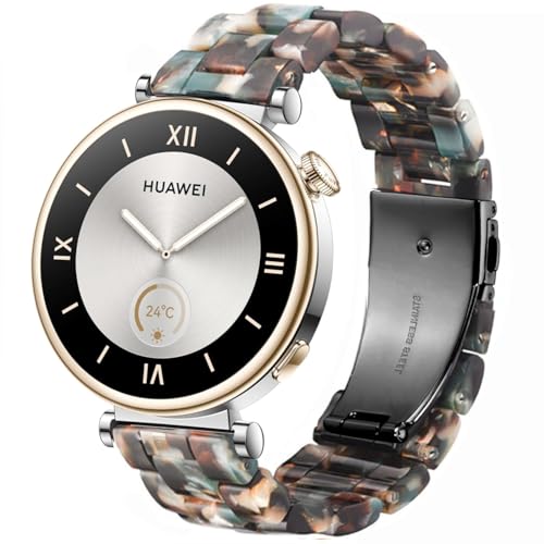 DEALELE Bands Compatible with Huawei Watch GT5 Pro 42mm / GT5 41mm / GT4 41mm / Garmin Venu 3S / Forerunner 265S / Fossil Women's Gen 6, 18mm Colorful Resin Replacement Strap for Women, Black green - Image 1