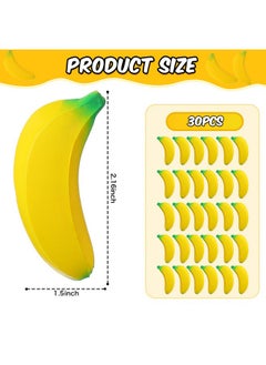Civaner 30 Pcs Banana Stress Toys Stretchy Banana Relief Toys Fidget Anxiety Toys Banana Stress Balls Bulk Mini Pu Banana Party Favors Tiny Party Supplies For Stress Relief(Yellow)  - Image 3