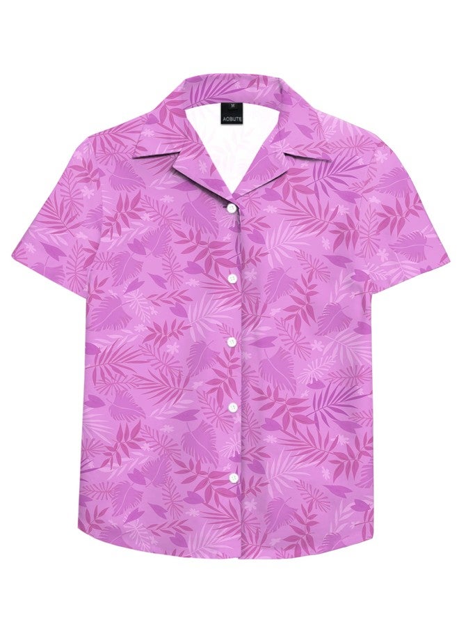 AOBUTE Halloween Short Sleeve Shirts Character Hawaiian Holiday Party Cute Cuban Collar Beachwear 13-14 Years Purple - Image 4