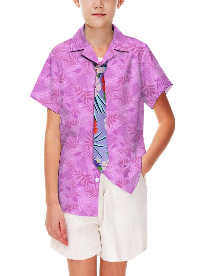 AOBUTE Halloween Short Sleeve Shirts Character Hawaiian Holiday Party Cute Cuban Collar Beachwear 13-14 Years Purple - Image 2