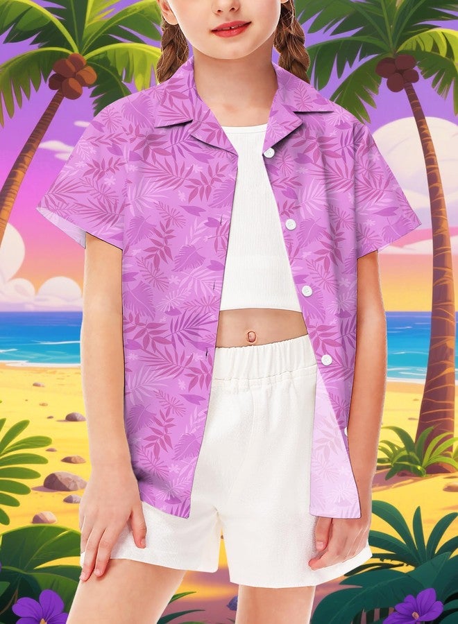 AOBUTE Halloween Short Sleeve Shirts Character Hawaiian Holiday Party Cute Cuban Collar Beachwear 13-14 Years Purple - Image 3