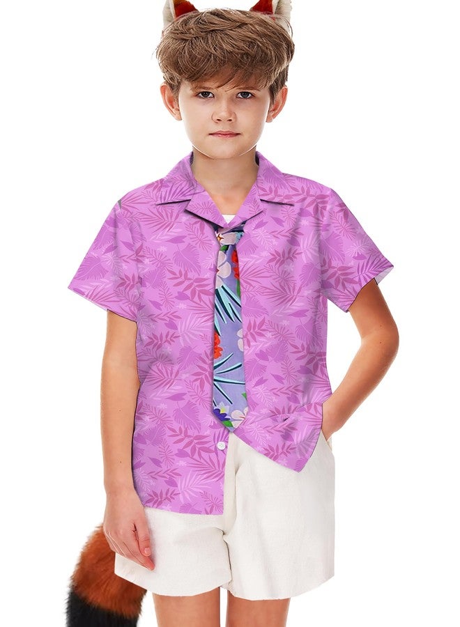 AOBUTE Halloween Short Sleeve Shirts Character Hawaiian Holiday Party Cute Cuban Collar Beachwear 13-14 Years Purple - Image 1