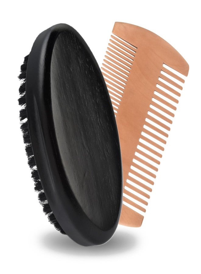 FaHaner Men's Beard Brush Kit with Pearwood Comb and 100% Boar Bristle Beard Brush & Deluxe Pearwood Comb Set for Men, Helps to Shape & Lock in Moisture, Beard Kit, Travel Essentials - Image 1