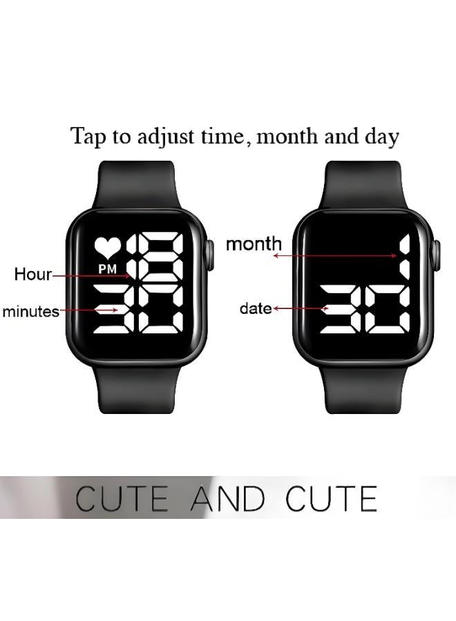 Free Air 6 Pcs Kids' Square Water Resistant Silicone Digital Watch(As Shown in The Figure) - Image 2