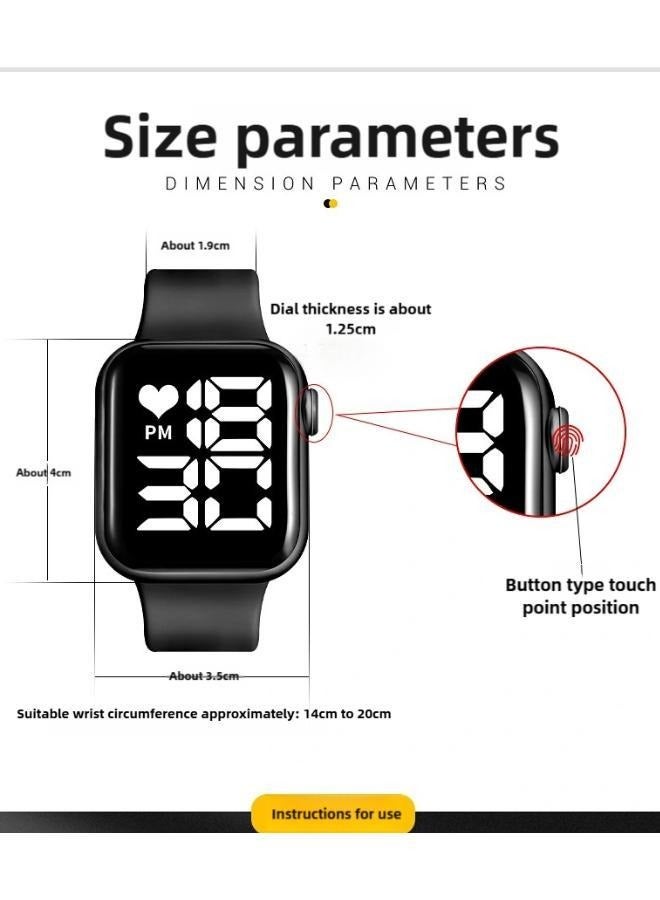 Free Air 6 Pcs Kids' Square Water Resistant Silicone Digital Watch(As Shown in The Figure) - Image 3