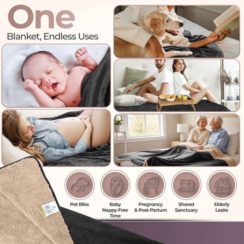 Sacred Weapon Waterproof Blanket for Bed â€“ Mini Sherpa & Fleece Throw â€“ Water Proof Blanket for Couch Cover & Mattress Protector Absorbent Washable Spill Proof â€“ Travel Blankets (Black, 40"x 45") - Image 4
