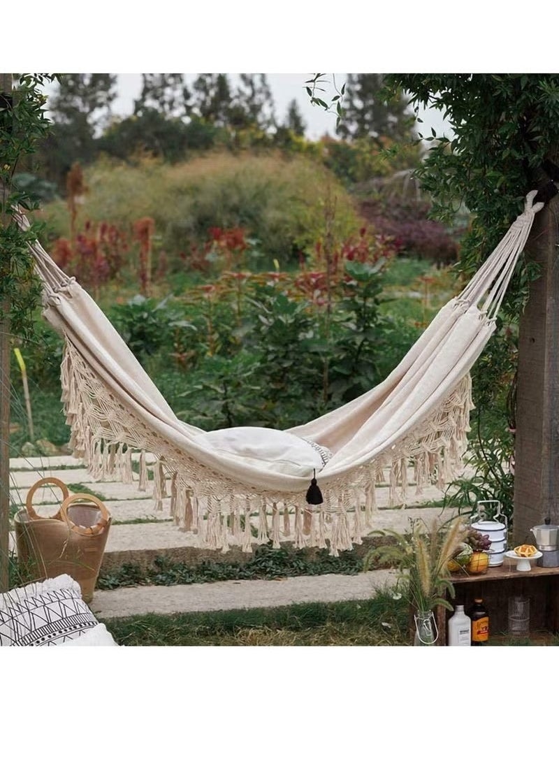 Beauenty - Macrame Fringe Deluxe Hammock Swing Net 200*150CM - Image 1