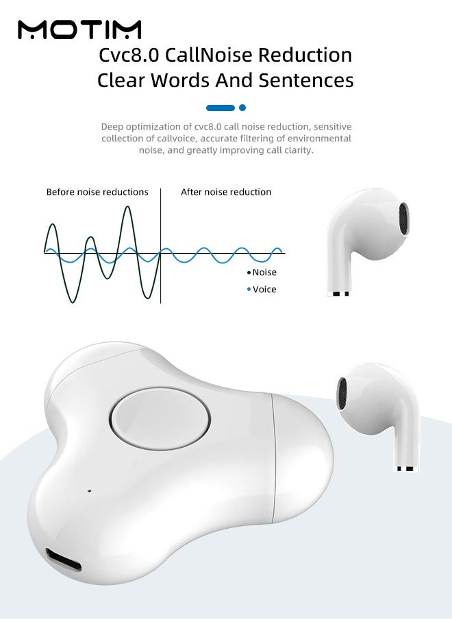 Wireless Earbuds Bluetooth 5.3 Headphones Touch Control Fingertip Gyroscope with Charging Case Immersive 3D Stereo Sound Noise Cancelling in-Ear Earphones Built-in Mic for Samsung iOS Android