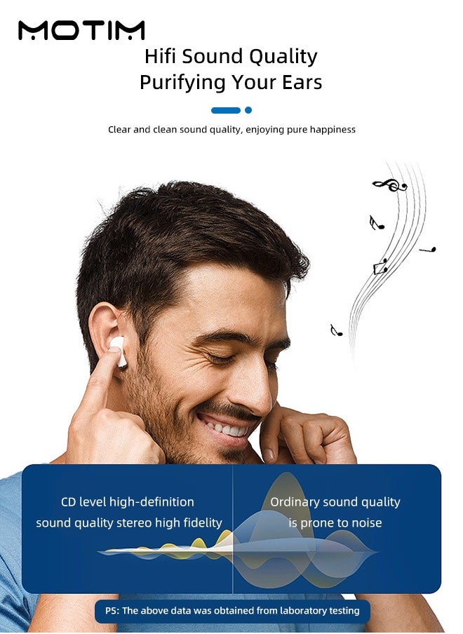 Wireless Earbuds Bluetooth 5.3 Headphones Touch Control Fingertip Gyroscope with Charging Case Immersive 3D Stereo Sound Noise Cancelling in-Ear Earphones Built-in Mic for Samsung iOS Android