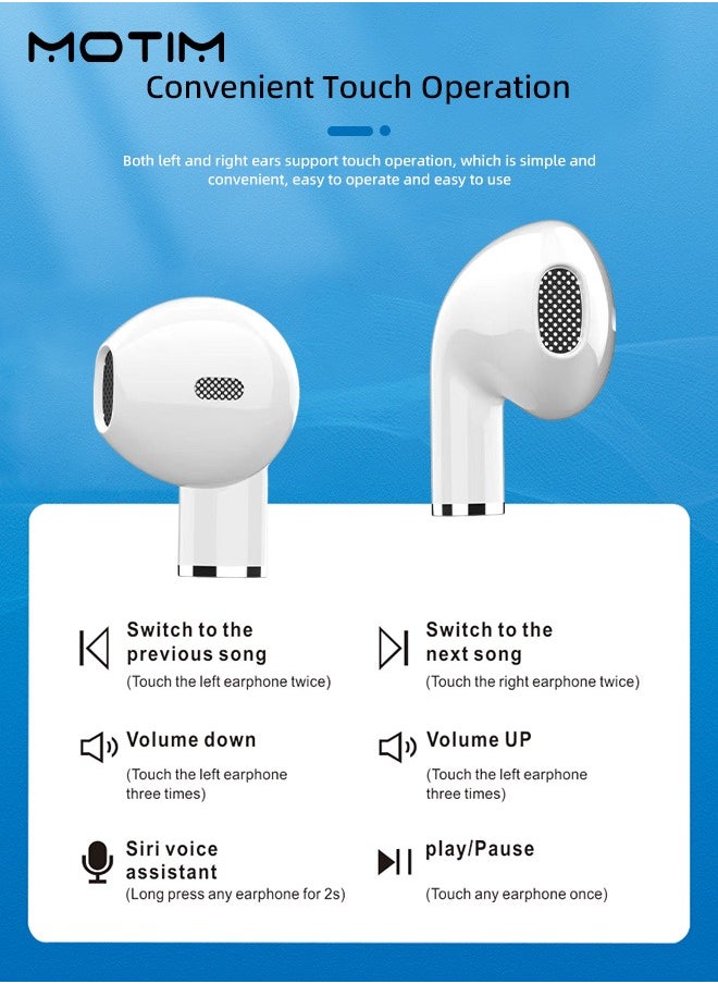 Wireless Earbuds Bluetooth 5.3 Headphones Touch Control Fingertip Gyroscope with Charging Case Immersive 3D Stereo Sound Noise Cancelling in-Ear Earphones Built-in Mic for Samsung iOS Android