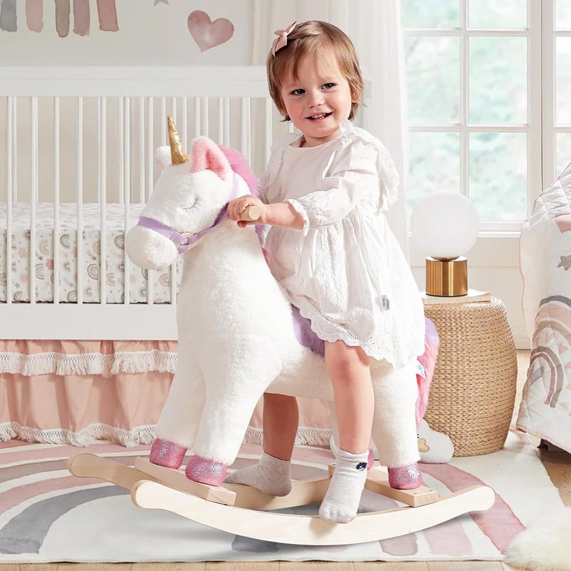 labebe - Toddler Rocking Horse, Ride Unicorn, Kid Ride On Toys for 1-3 Year Old, Plush Animal Rocker with Realistic Sounds, Baby Unicorn Rocker Gift for 12M+ Baby Girls Boys(Purple) - Image 1