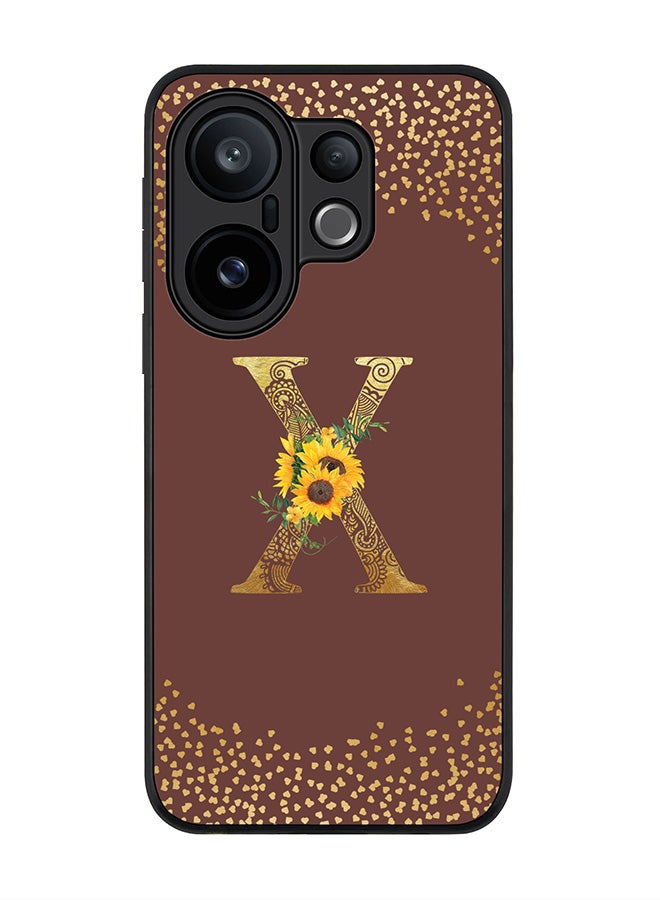 Stylizedd For vivo X200 FE / S30 Pro mini Case,Slim fit Camera Protection, Shockproof Thin Phone cover  - Custom Floral Monogram - X  (Brown )