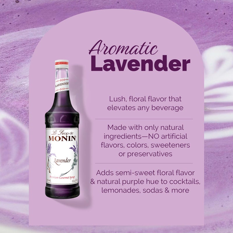 Monin - Lavender Syrup, Aromatic and Floral, Natural Flavors, Great for Cocktails, Lemonades, and Sodas, Non-GMO, Gluten-Free (750 ml) - Image 3