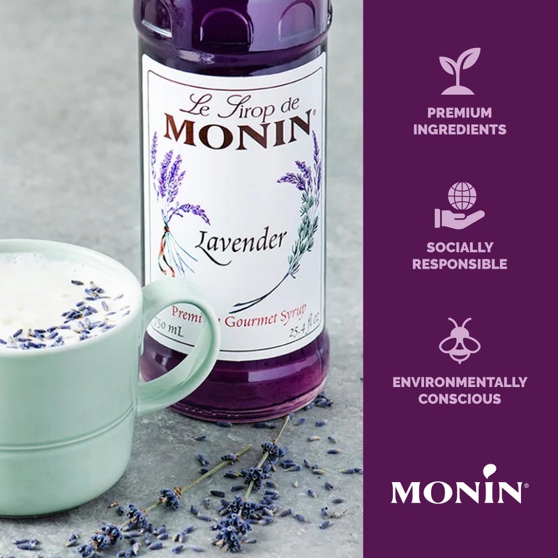 Monin - Lavender Syrup, Aromatic and Floral, Natural Flavors, Great for Cocktails, Lemonades, and Sodas, Non-GMO, Gluten-Free (750 ml) - Image 4