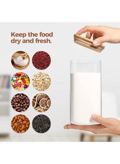 Mash Set of 6 Square Glass Jar with Bamboo Lid 800ml x 3, 1200ml x 3 Kitchen Food Storage Containers Airtight Lids Cereals Canisters Jars  - Image 3