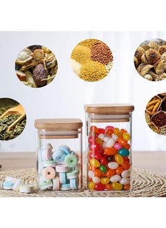 Mash Set of 6 Square Glass Jar with Bamboo Lid 800ml x 3, 1200ml x 3 Kitchen Food Storage Containers Airtight Lids Cereals Canisters Jars  - Image 2