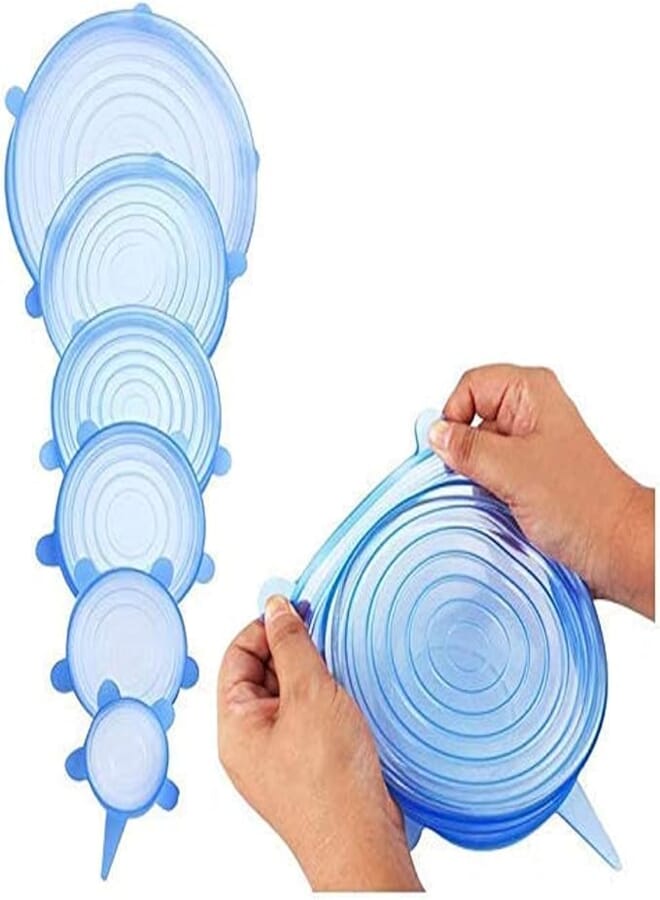 Silicone Stretch Lids for Bowls, Cups, Pots, Can, Mason Jar (Pack of 6)