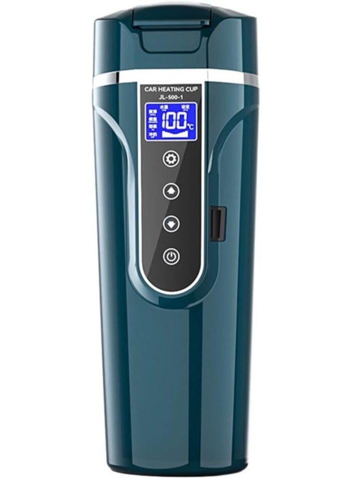 AROAQ Car Electric Kettle 500ml 12‑24V Car Heating Cup Car Heated Mug Stainless Steel LCD Intelligent Temperature Display Travel Electric Coffee Cup for Tea Coffee Milk - Image 1