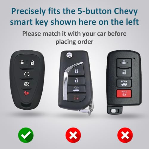 Autobase Silicone Key Fob Cover for Chevy Malibu Camaro Trax Traverse Trailblazer Sonic Cruze Blazer Volt Equinox Spark | Car Accessory for Chevrolet | Key Protection Case 2 Pcs (Black & Purple) - Image 2