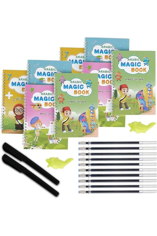 Sank Magic Arabic Magic Writing Books for Kids – Set of 4 Reusable Groove Workbooks with Magic Pen, Refills & Grip Aid – Learn Arabic Letters, Numbers & Words  - Image 4