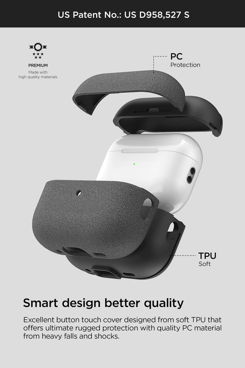 VRS Design Modern for Apple Airpods Pro 2nd Generation & 1st Generation Case (2023/2022/2019) (Sand Stone) [US Patent Registered] - Image 4