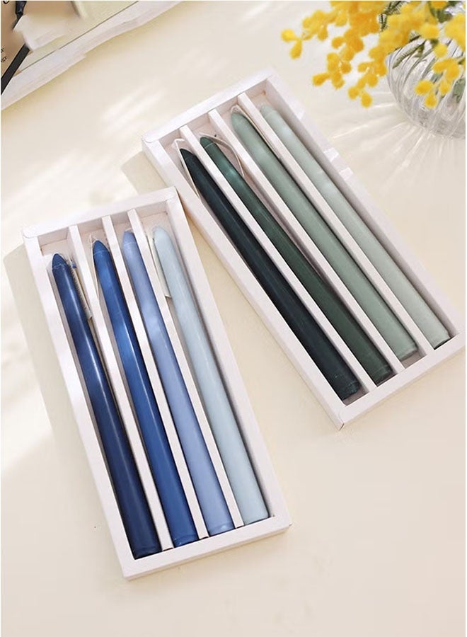 Realfrog 4 Pcs Taper Candles Romantic Rose Scent Scented Blue Gradient Color Scented Smokeless Candle Long Candles Colored Taper Candles for Decor Wedding Festival and Special Occasions 10 Inch  - Image 4