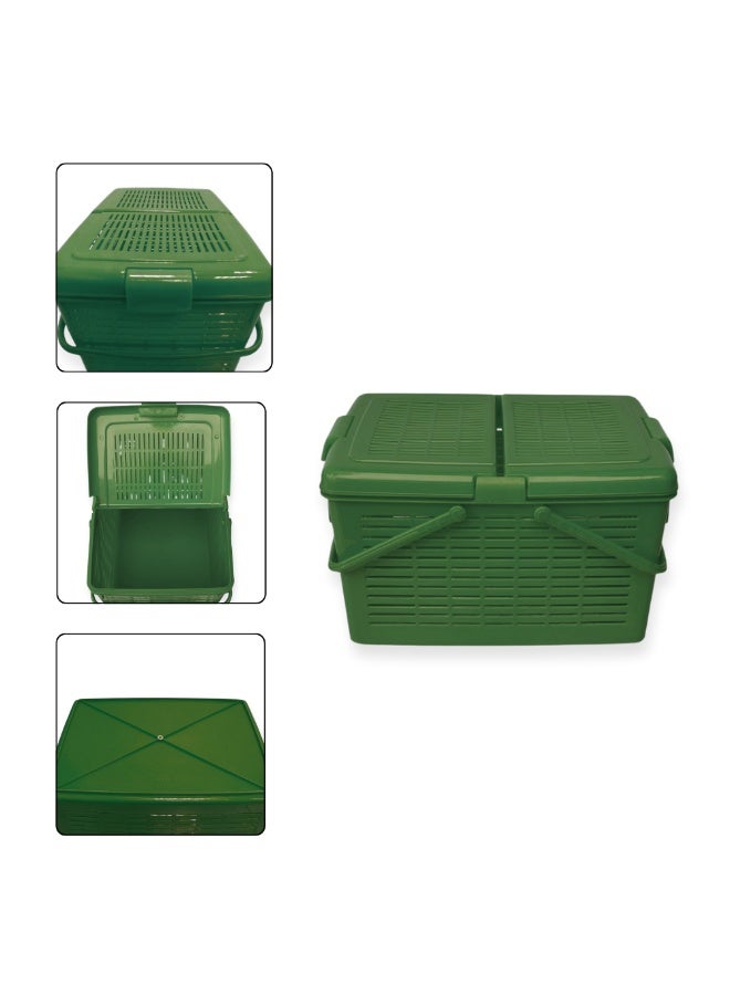 SNH Multi-Purpose Carry Basket with Lid and Handles | Shopping Basket | Picnic Storage Basket | Laundry Carrier | Household Organizer for Fruits, Vegetables, Clothes & Groceries - Image 2