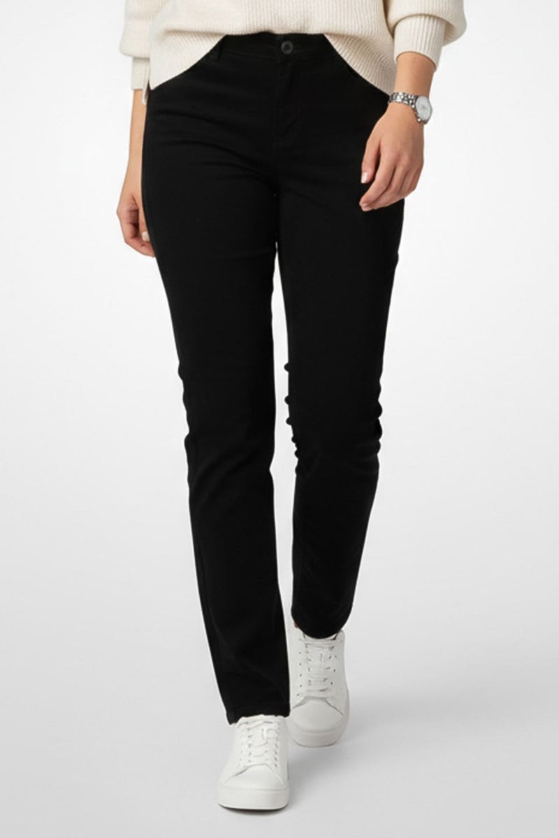 promod Women Skinny Fit Solid Stretchable Skinny Pants, Black - Image 1