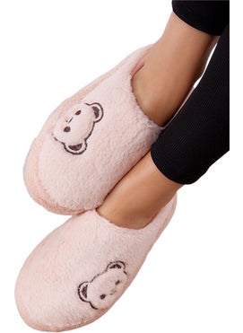 Liger Closed Front Teddy Bear Printed Plush Women's Home Slippers Powder  - Image 3