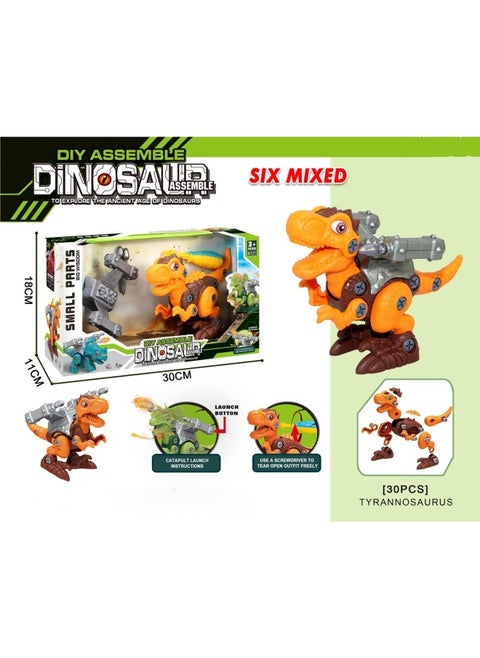 Puzzle DIY Disassembly Science And Education Model Static Dinosaur Raptor With Launcher Children's Toys-Color:Tyrannosaurus Rex