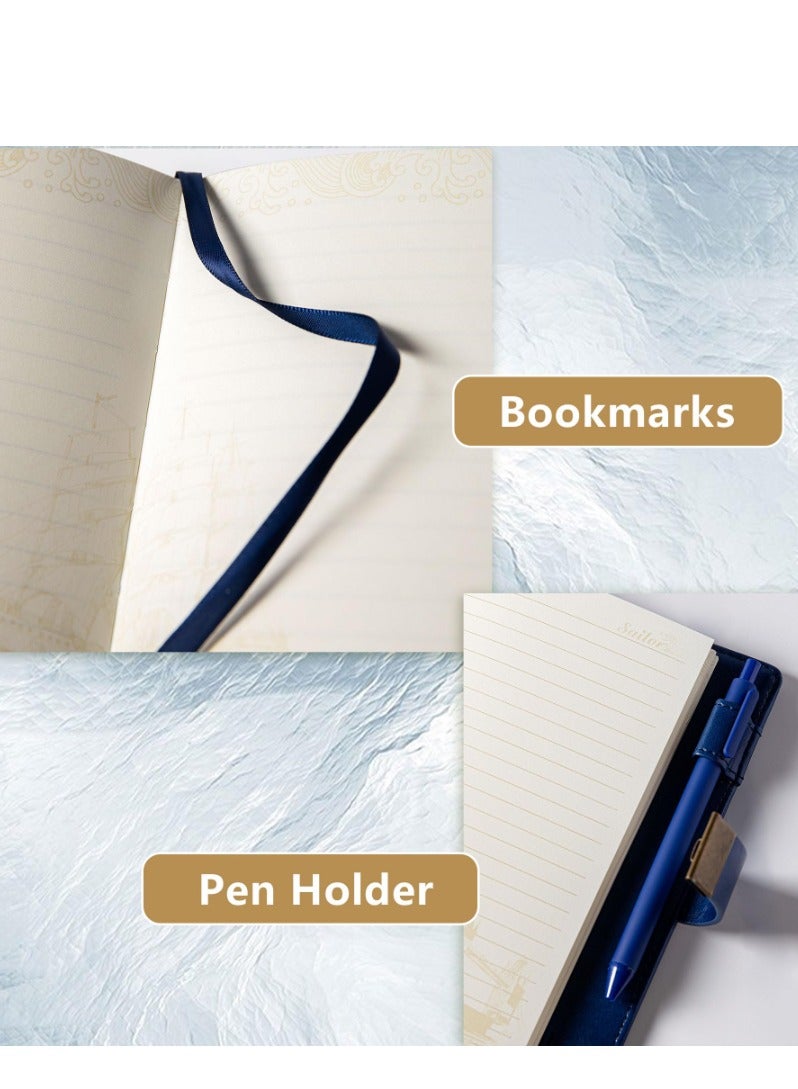 Generic A5 Retro Casual Style Password Book with Lock Diary Creative Handbook Password Notebook Multifunctional Notepad (Blue) - Image 4