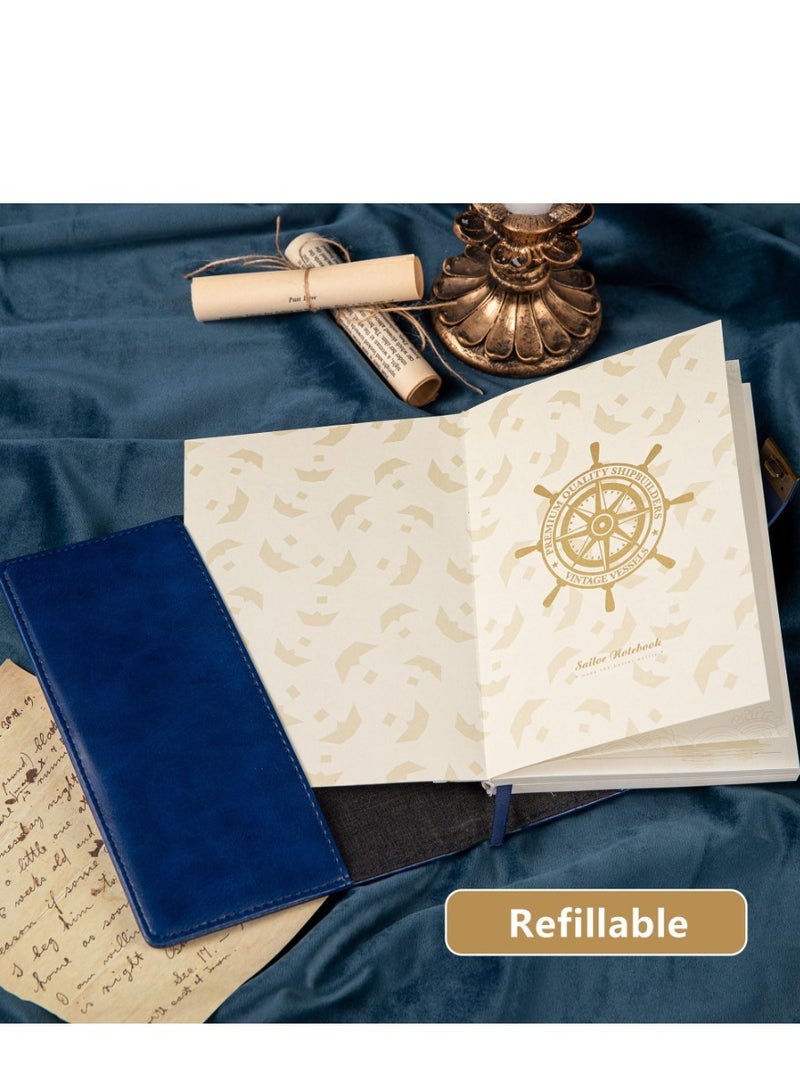 Generic A5 Retro Casual Style Password Book with Lock Diary Creative Handbook Password Notebook Multifunctional Notepad (Blue) - Image 5