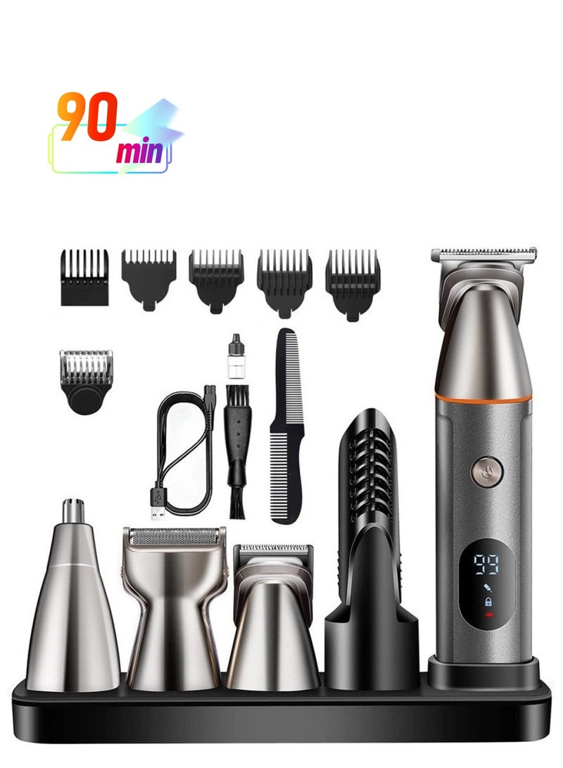 UFREE 5 in 1 Hair Clippers for Men, Professional T-Blade Trimmer, Electric Foil Shaver, Nose Hair Trimmer, Cordless, LCD Display, Grooming Kit - Image 1