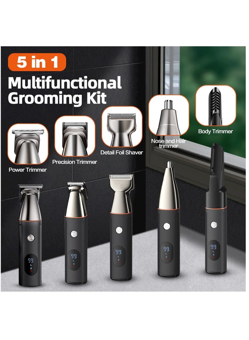 UFREE 5 in 1 Hair Clippers for Men, Professional T-Blade Trimmer, Electric Foil Shaver, Nose Hair Trimmer, Cordless, LCD Display, Grooming Kit - Image 2