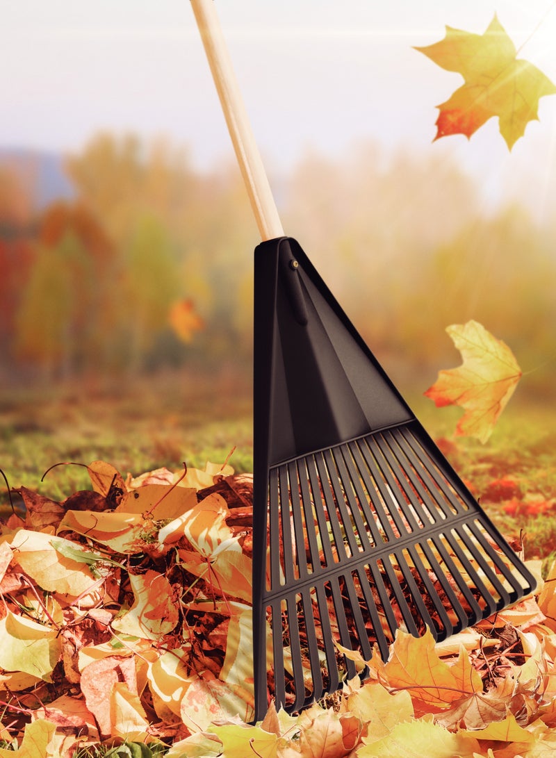 TRAMONTINA Black Plastic Garden Rake with 18 Teeth and 120cm Wood Handle - Image 2