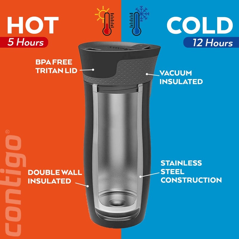 Contigo West Loop Autoseal Travel Mug, Stainless Steel Thermal Mug, Vacuum Flask, Leakproof Tumbler, Coffee Mug with BPA-Free Easy-Clean Lid - Image 2