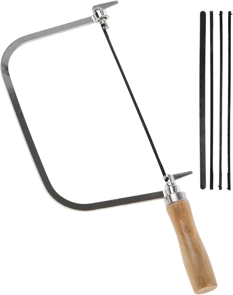 منشار COHEALI Mini Coping Saw للنجارة، مزود بمقبض خشبي، مجموعة أدوات لقطع الخشب بدقة ومهام النجارة - Image 1
