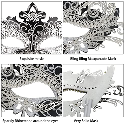 Coddsmz Masquerade Mask with Holding Stick Venetian Halloween Costume Mask Mardi Gras Mask for Womens Party - Image 4