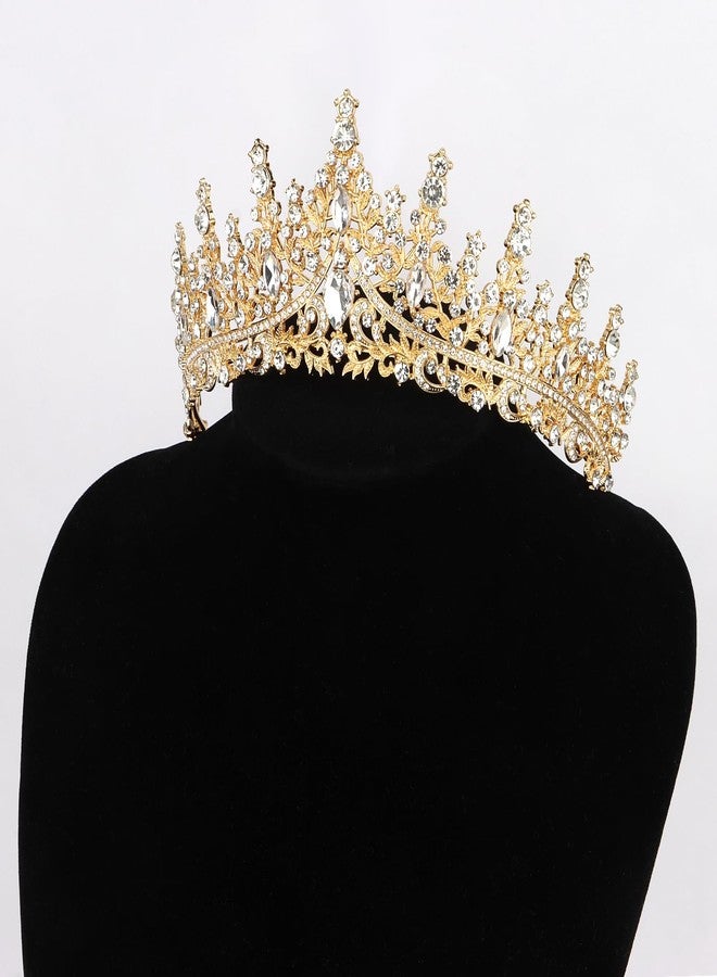 Semato Gold Crown for Women Baroque Vintage Gold Tiaras with Gemstones for Prom Birthday Party Quinceanera Pageant Halloween Costume Headpieces - Image 2