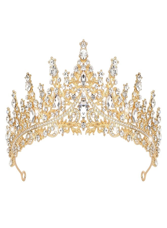 Semato Gold Crown for Women Baroque Vintage Gold Tiaras with Gemstones for Prom Birthday Party Quinceanera Pageant Halloween Costume Headpieces - Image 1