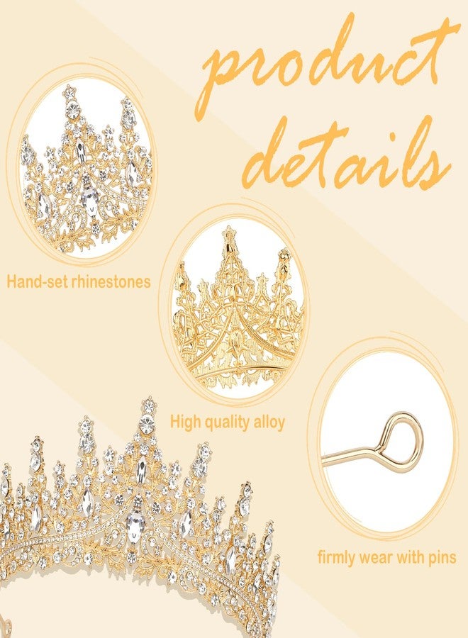 Semato Gold Crown for Women Baroque Vintage Gold Tiaras with Gemstones for Prom Birthday Party Quinceanera Pageant Halloween Costume Headpieces - Image 3