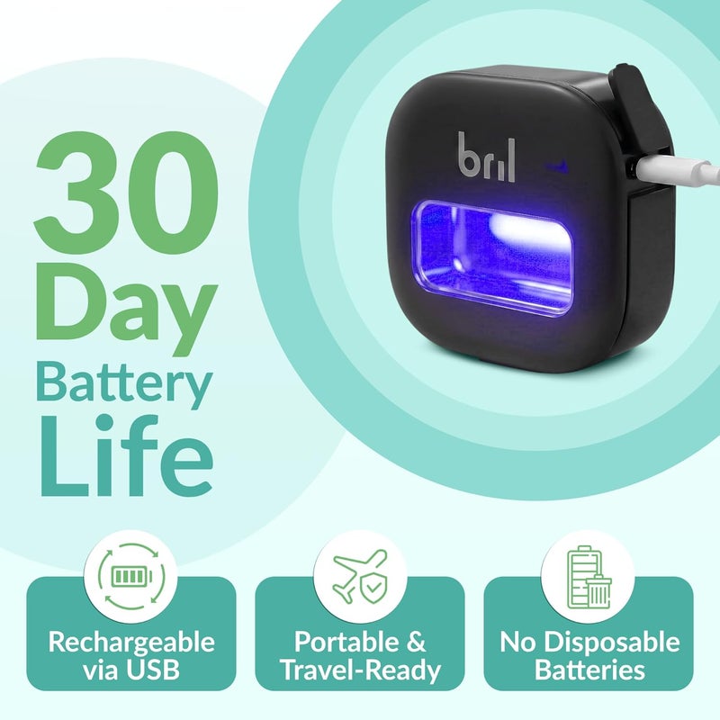 Bril UV-C Toothbrush Sanitizer Portable Sterilizer Cover Holder and Case for Any Size Toothbrush (Black) - Image 4