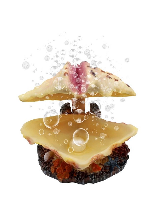 Abnaok Aquarium Shell Decoration, Tropical Clam LiveAction Ornament, For Fish Tank Aerating, Aquarium Oxygenated  Shell Pearl Air Stone Bubble Decoration  - Image 1